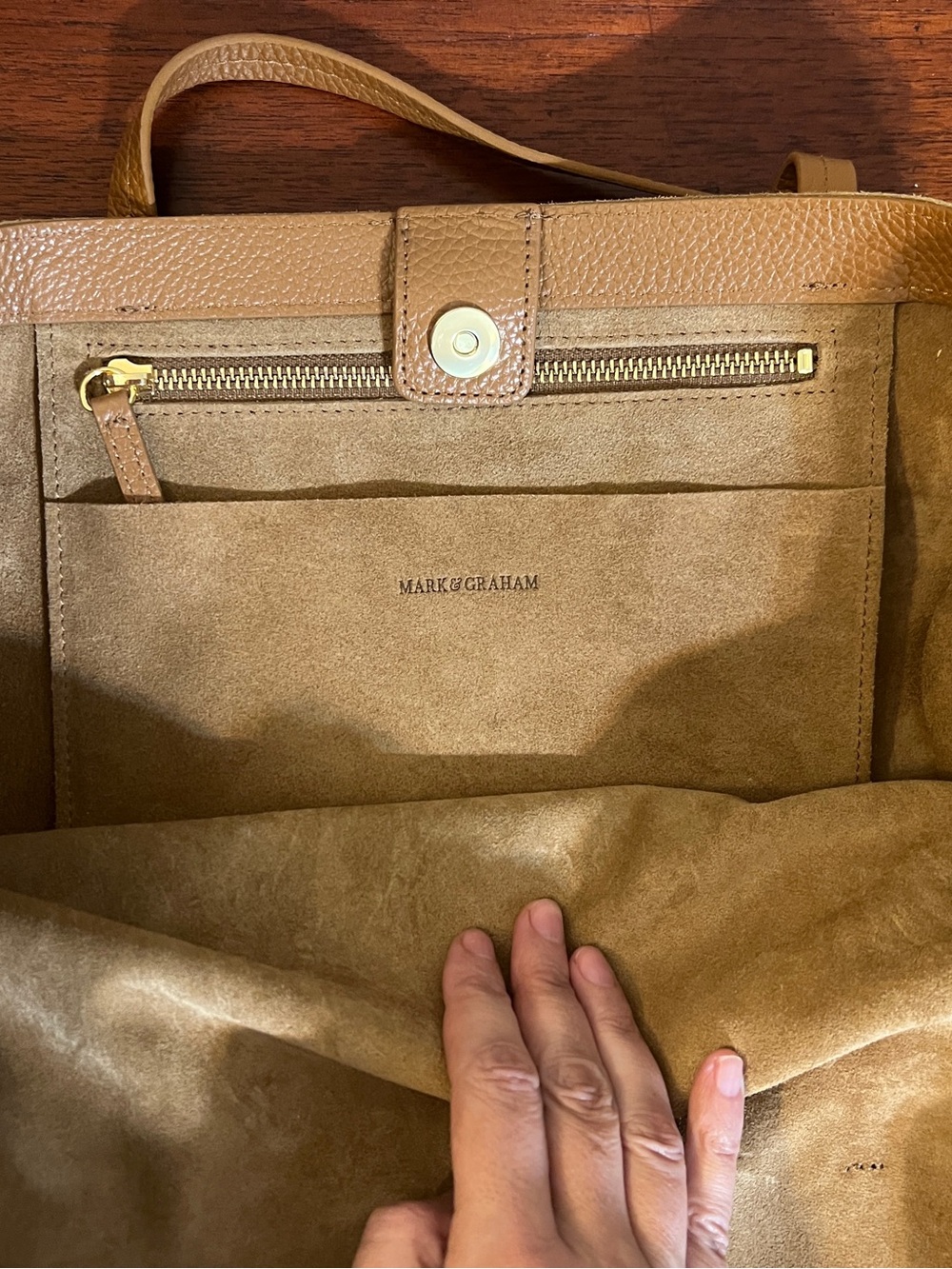 NWT Mark and Graham SOHO Suede Large Tote Italian Leather - Picture 6 of 7
